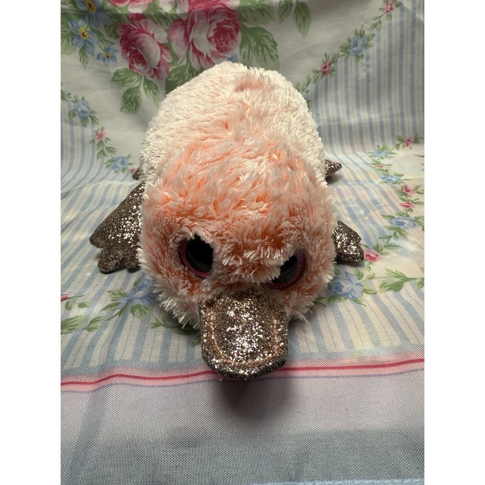 TY‎ Beanie Boos Wilma Plush 9" Pink Glitter Platypus Stuffed Animal Sparkly